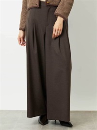 格紋雙褶寬版長褲[日本製]