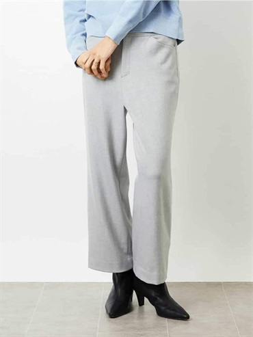 【經典】彈性刷毛寬褲[日本製](淺灰色(91)/38)