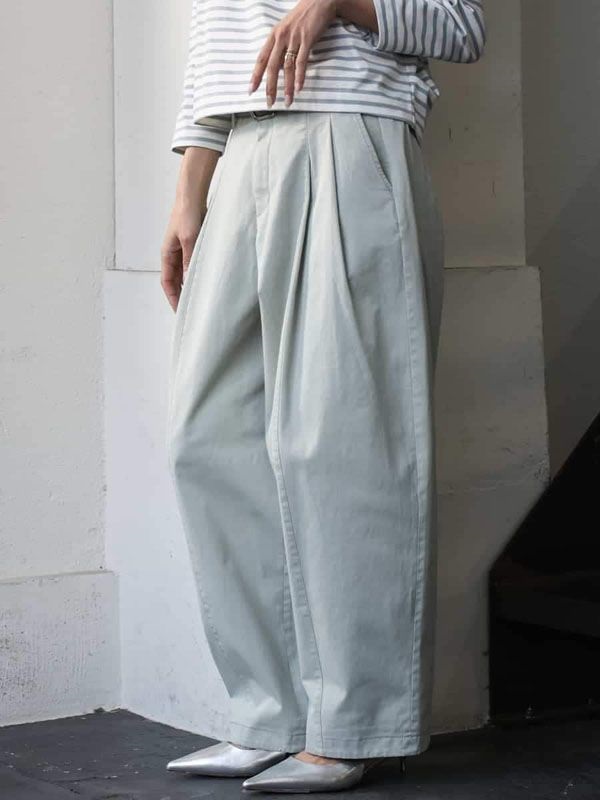 斜紋棉布繭型褲(淺綠色(30)/38)