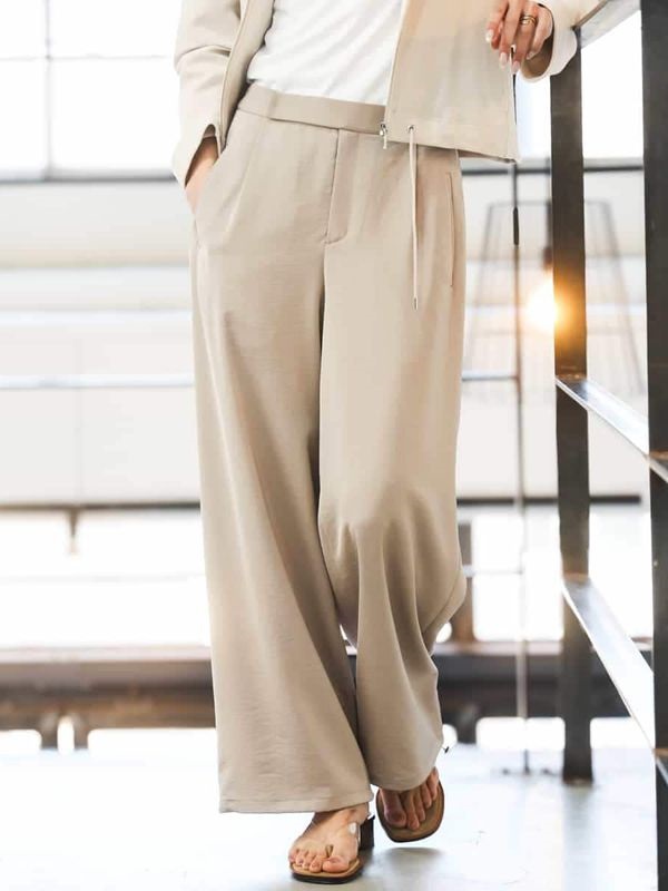 【Relax Bottom】霧面緞面寬褲