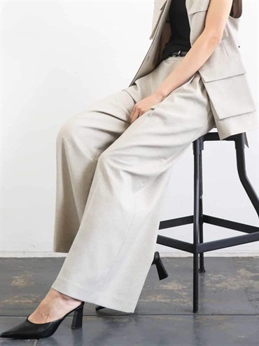 仿粗花呢寬版長褲[成套搭配]