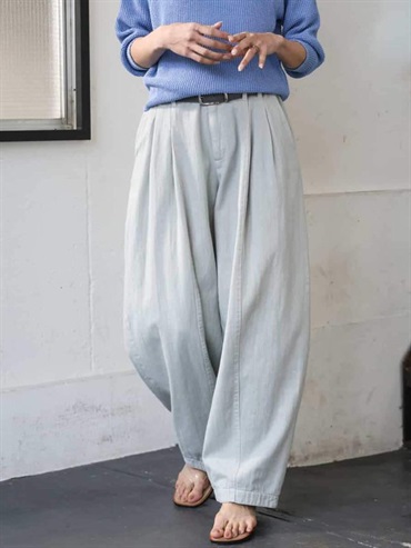 丹寧繭型褲[成套搭配](淺灰色(91)/38)