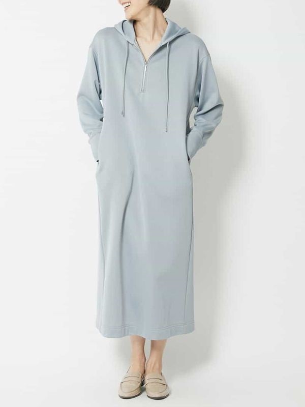 連帽設計洋裝[日本製](淺灰色(91)/38)