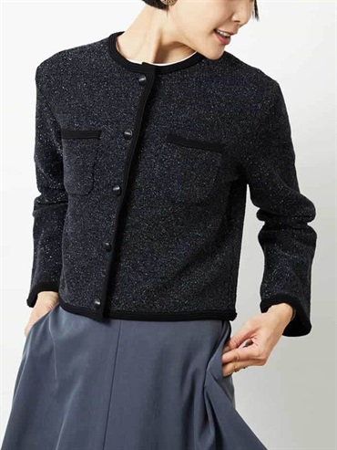 仿花呢風格亮絲毛絨針織外套(黑色(94)/38)