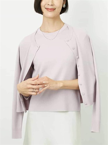 合身圓領針織開襟衫[成套搭配]