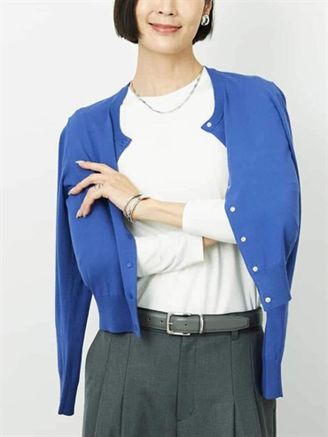圓領針織開襟衫(藍色(55)/38)