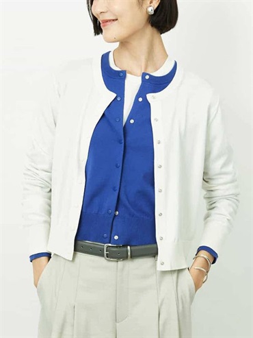 圓領針織開襟衫(米白色(80)/38)