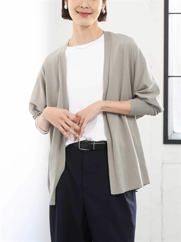 連袖開襟針織外套(卡其色(36)/38)