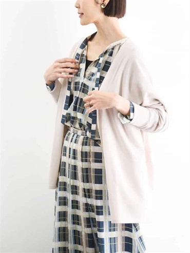 連袖開襟針織外套(米色(82)/38)