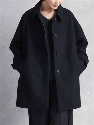 Super100羊毛立領大衣(黑色(94)/38)