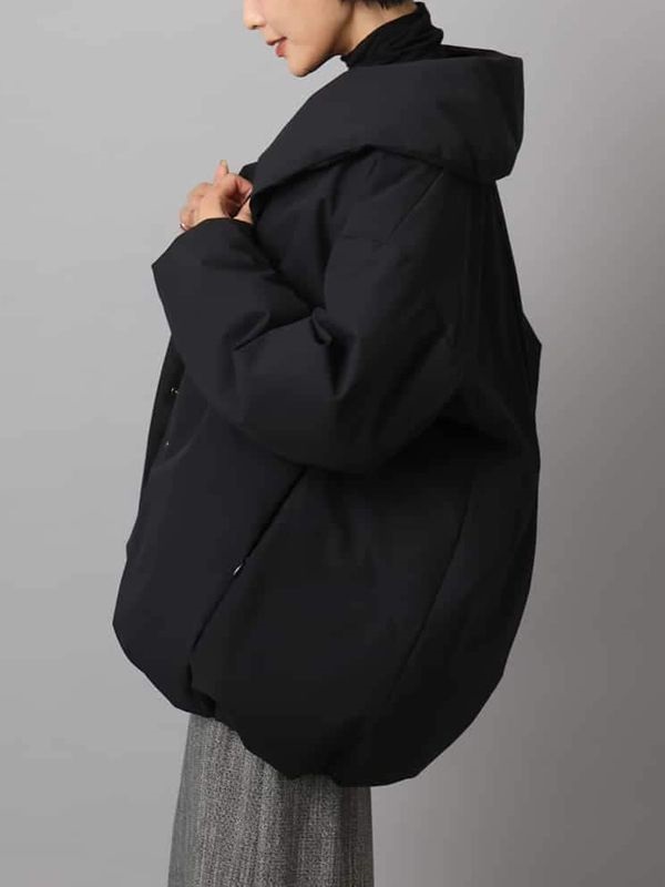 披肩領羽絨大衣[防潑水](黑色(94)/38)