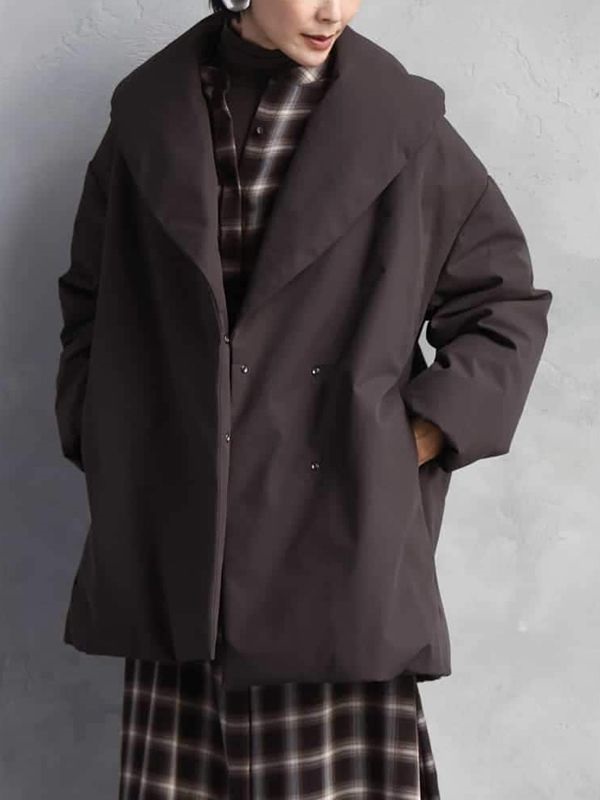 披肩領羽絨大衣[防潑水]