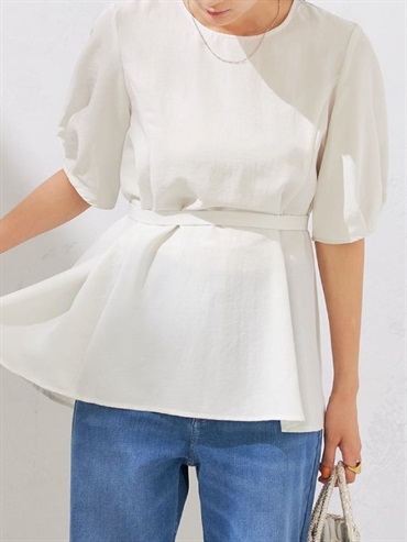 長版傘襬上衣(米白色(80)/36)