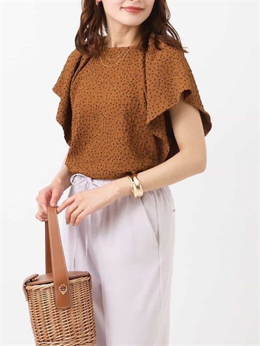 打褶荷葉袖上衣(深桔色(17)/36)