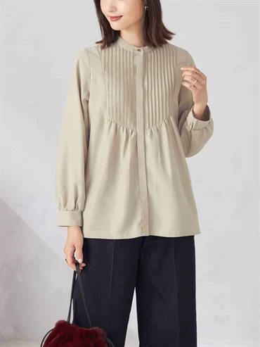 摺線喇叭袖襯衫(米色(82)/38)