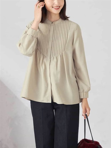 摺線喇叭袖襯衫