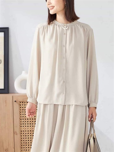 立領襯衫(米色(82)/36)