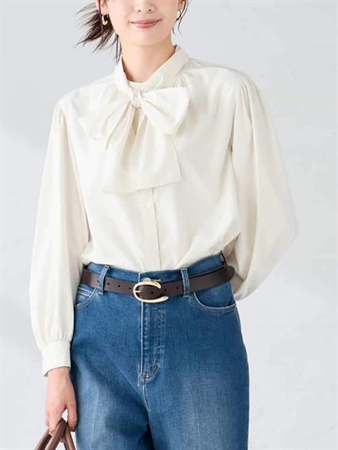 2WAY 蝴蝶結襯衫(米白色(80)/38)