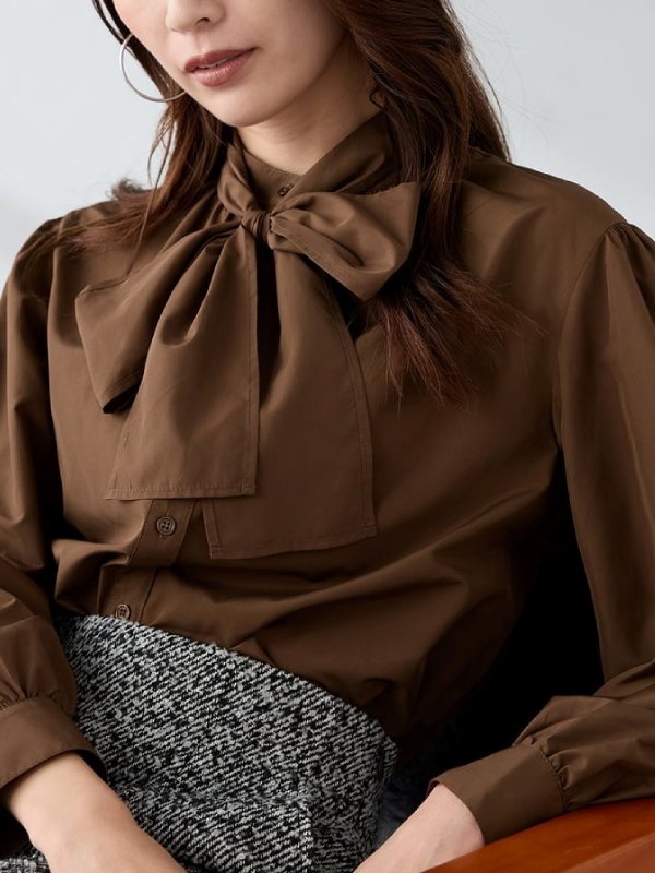 2WAY 蝴蝶結襯衫(棕色(87)/40)