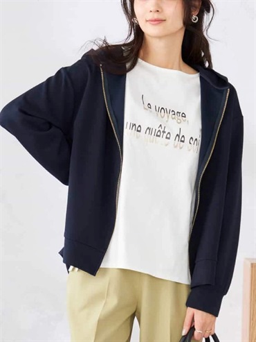 後擺荷葉連帽上衣(海軍藍(57)/36)