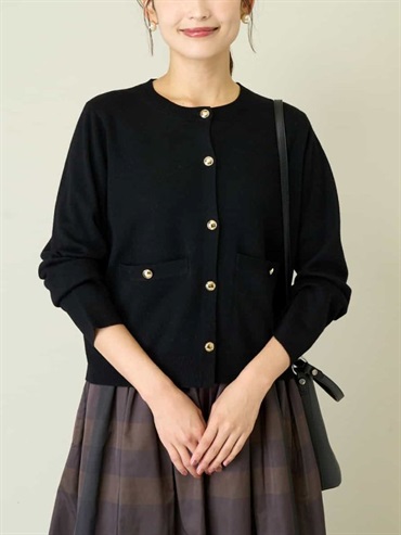 米蘭羅紋針織開襟外套(黑色(94)/36)