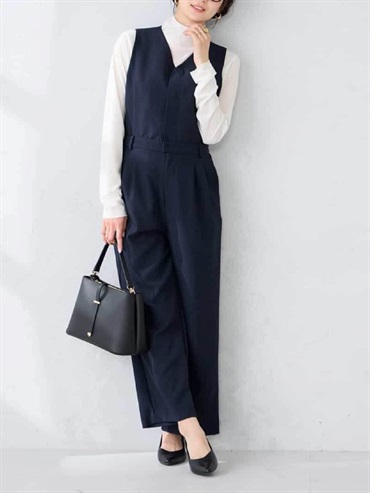 V領連身褲(海軍藍(57)/38)