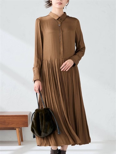 腰部剪接澎裙洋裝(摩卡色(84)/38)