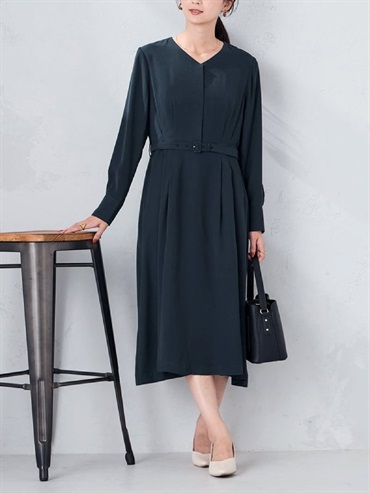腰部摺線洋裝(海軍藍(57)/36)