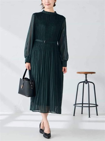 隨機摺紋洋裝(綠色(35)/38)