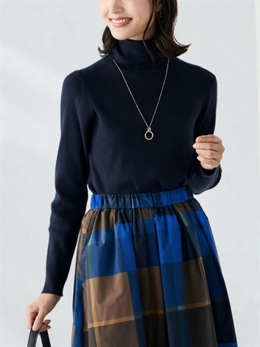 羅紋高領針織上衣(海軍藍(57)/36)