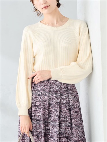 造型針織衫(米白色(80)/36)