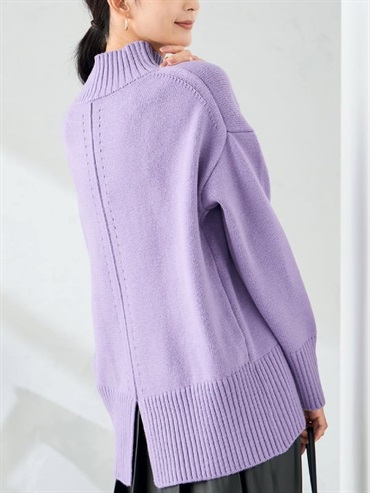 後開衩針織上衣(淺藍紫色(63)/36)