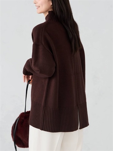 後開衩針織上衣(棕色(87)/36)