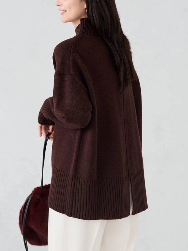 後開衩針織上衣(棕色(87)/38)