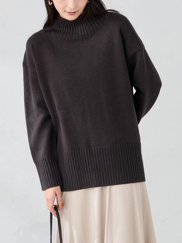 後開衩針織上衣(深灰色(93)/36)