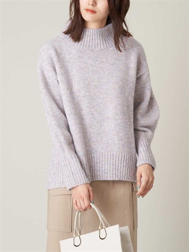 混搭毛線高領針織衫