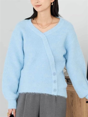 交叉感V領針織毛衣(天藍色(50)/38)