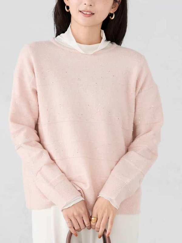 亮片條紋針織衫(淺粉紅色(01)/38)