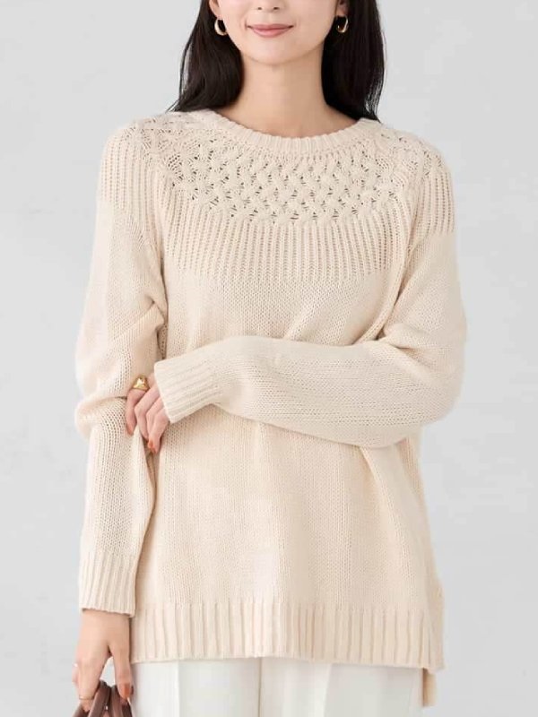 麻花針織毛衣(米白色(80)/38)