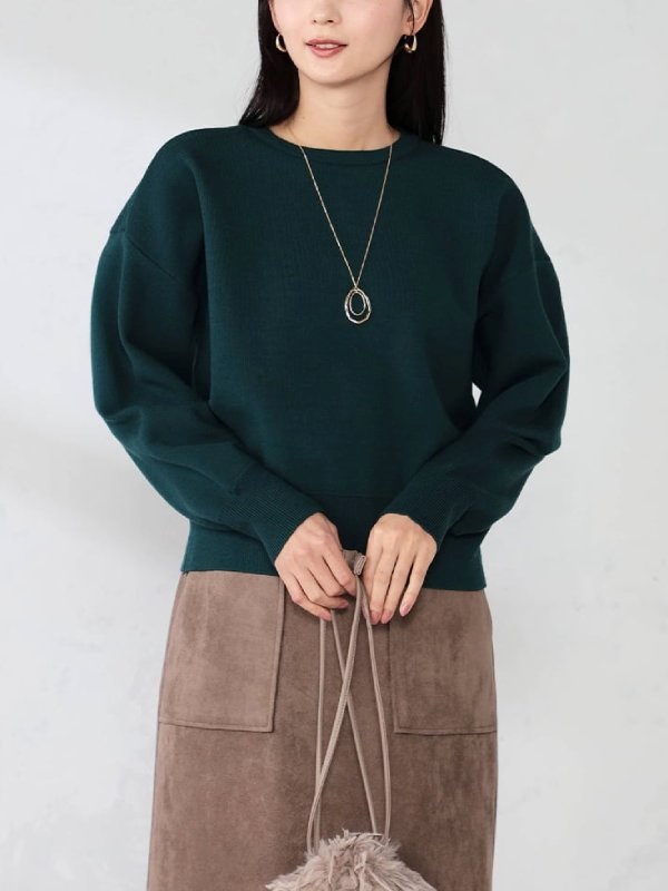 短版衛衣風針織上衣(綠色(35)/40)