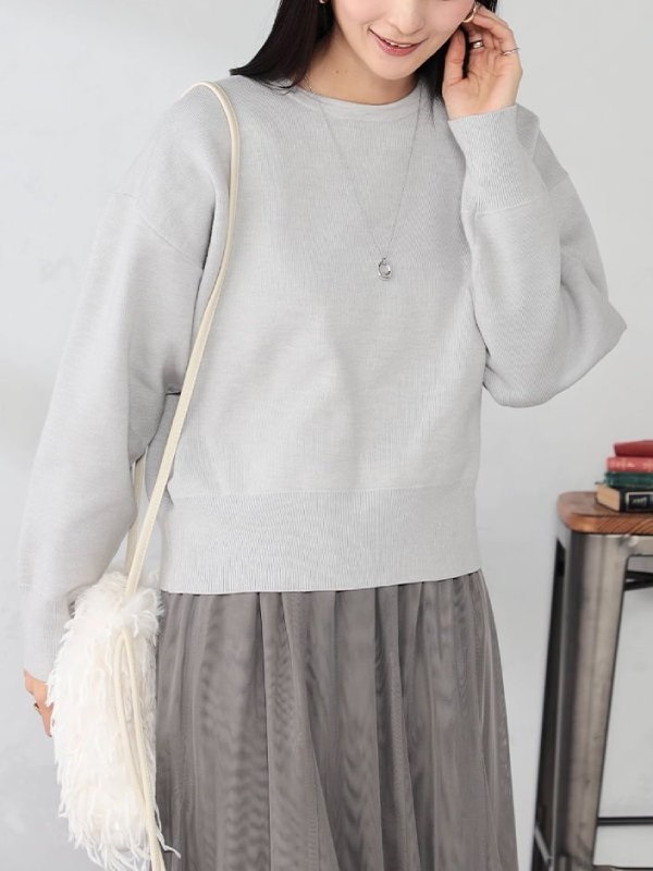 短版衛衣風針織上衣(淺灰色(91)/38)