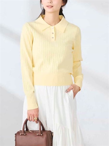 寬羅紋Polo針織衫(黃色(20)/38)