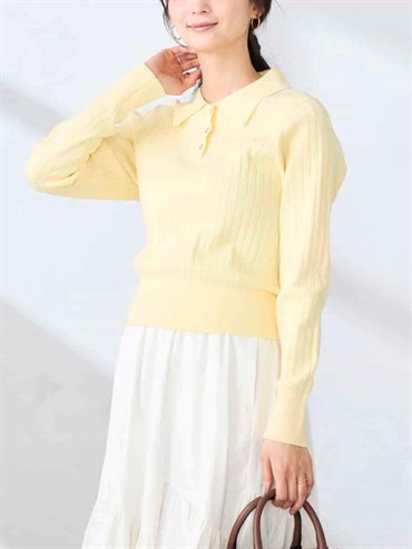 寬羅紋Polo針織衫