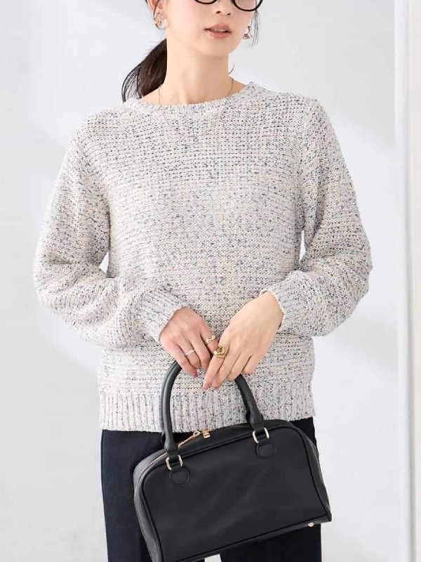 混色紗線針織上衣(天藍色(50)/38)