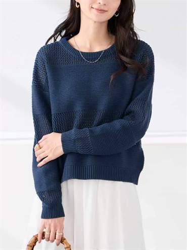 網眼條紋針織上衣(海軍藍(57)/38)