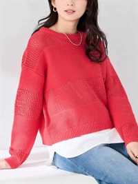 網眼條紋針織上衣