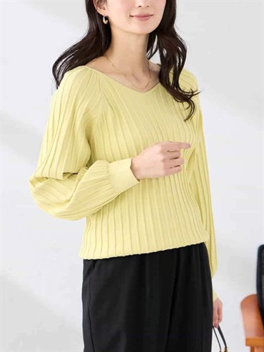 百褶感針織上衣(黃色(20)/36)