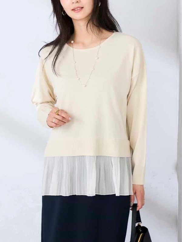 百褶荷葉下擺針織上衣