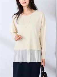 百褶荷葉下擺針織上衣