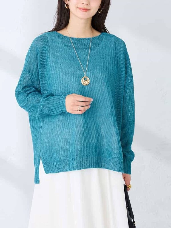 紙感紗線針織上衣